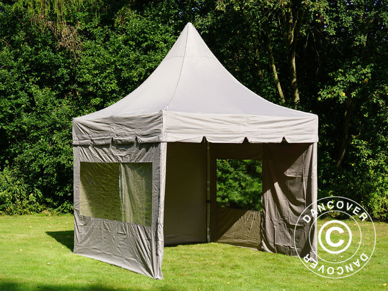 Gazebo pieghevole FleXtents PRO Peak Pagoda 3x3m Latte, incluso 4 pareti laterali
