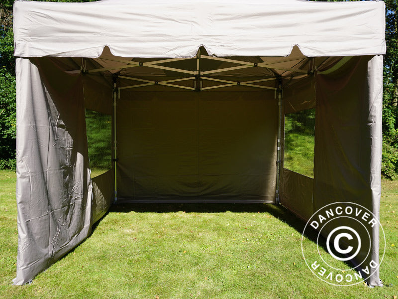 Gazebo pieghevole FleXtents PRO Peak Pagoda 3x3m Latte, incluso 4 pareti laterali