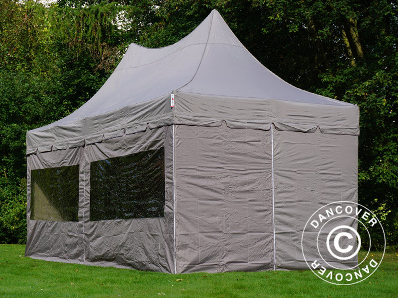 Tente pliante FleXtents PRO Peak Pagoda 3x6m Latte, Incl. 6 parois latérales