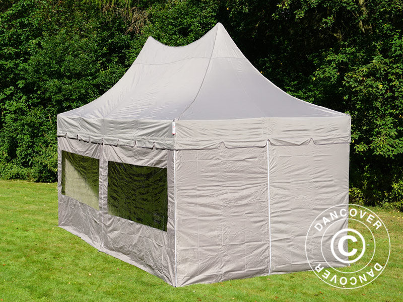 Tente pliante FleXtents PRO Peak Pagoda 3x6m Latte, Incl. 6 parois latérales
