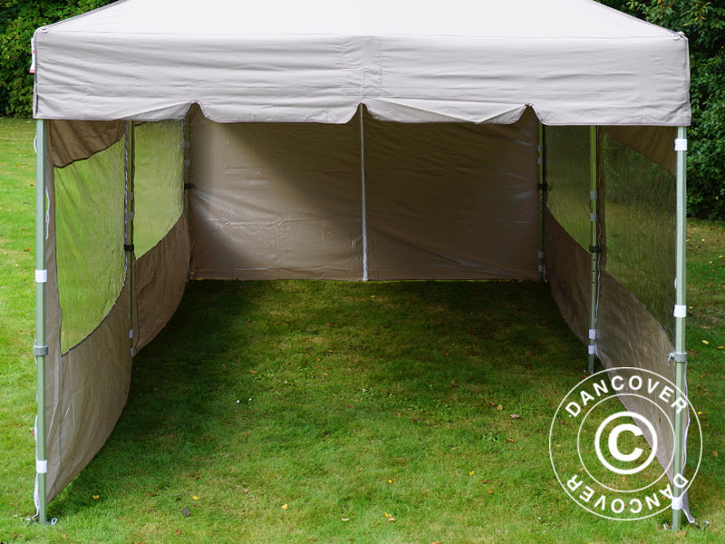 Tente pliante FleXtents PRO Peak Pagoda 3x6m Latte, Incl. 6 parois latérales