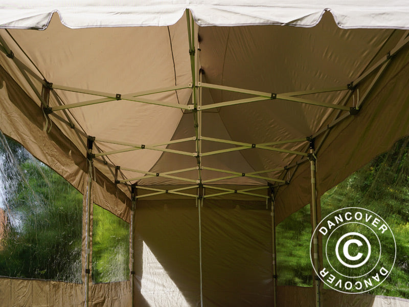 Tente pliante FleXtents PRO Peak Pagoda 3x6m Latte, Incl. 6 parois latérales