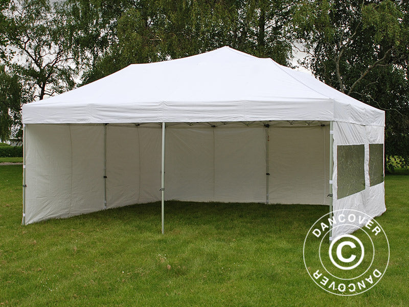 Faltzelt FleXtents PRO 6x6m Weiß, mit 8 Seitenwänden
