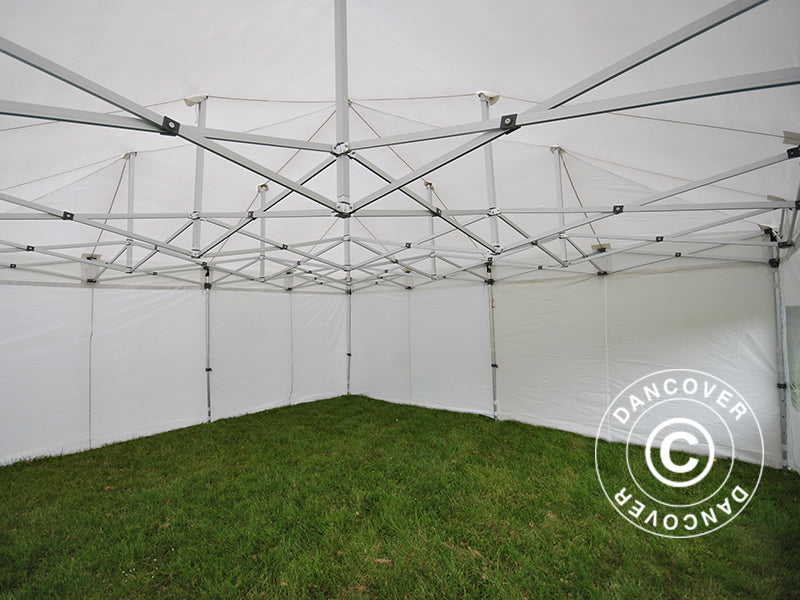 Faltzelt FleXtents PRO 6x6m Weiß, mit 8 Seitenwänden