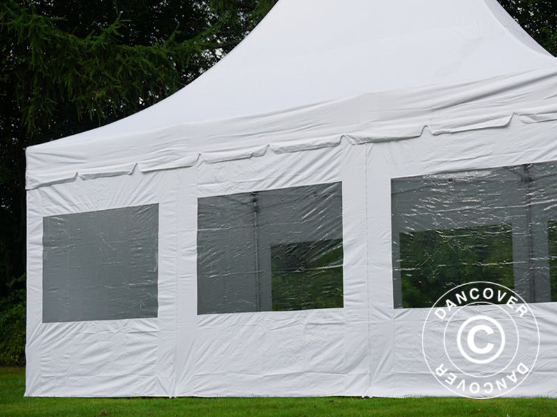 Gazebo pieghevole FleXtents PRO Peak Pagoda 4x6m Bianco, incluso 8 pareti laterali