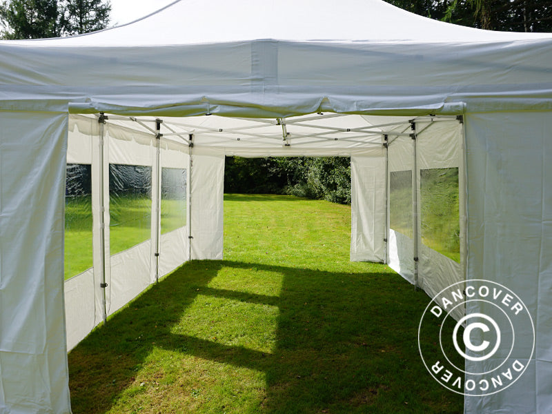 Gazebo pieghevole FleXtents PRO Peak Pagoda 4x6m Bianco, incluso 8 pareti laterali