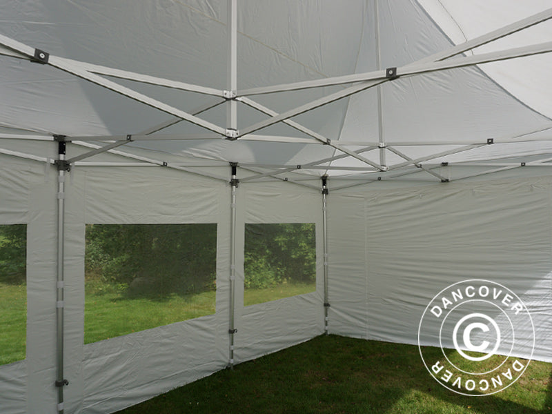 Gazebo pieghevole FleXtents PRO Peak Pagoda 4x6m Bianco, incluso 8 pareti laterali