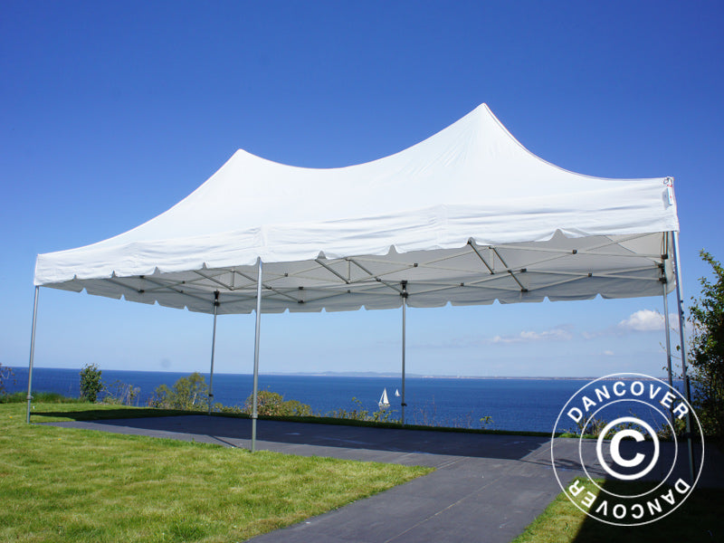 Gazebo pieghevole FleXtents PRO Peak Pagoda 4x8m Bianco, incluso 6 pareti laterali