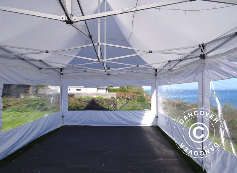 Gazebo pieghevole FleXtents PRO Peak Pagoda 4x8m Bianco, incluso 6 pareti laterali