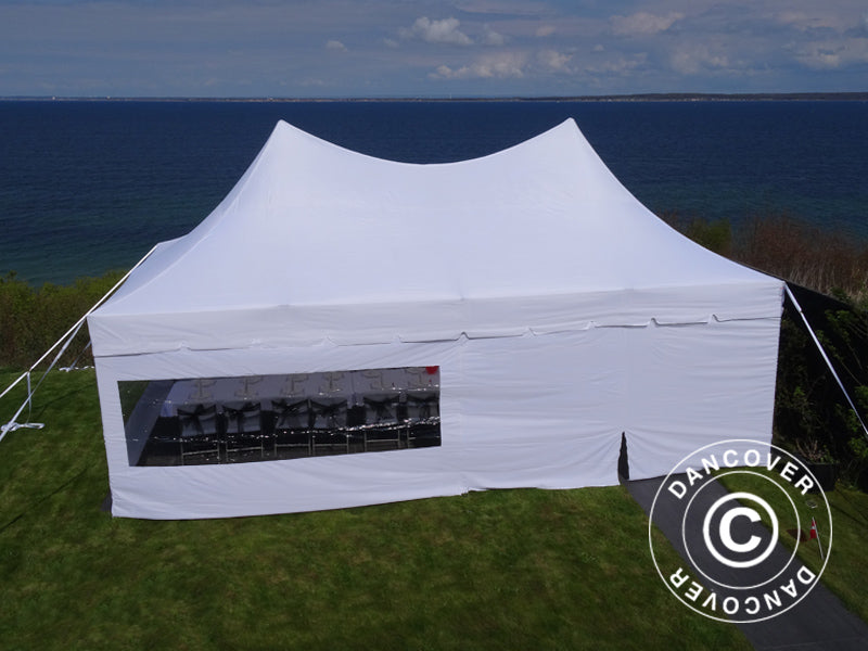 Gazebo pieghevole FleXtents PRO Peak Pagoda 4x8m Bianco, incluso 6 pareti laterali