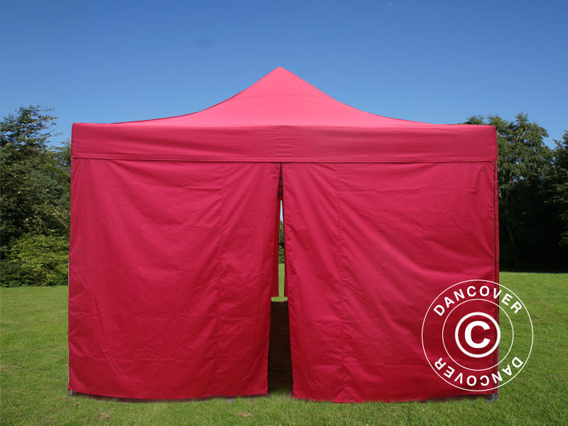 Faltzelt FleXtents PRO 4x8m Rot, mit 6 Seitenwänden
