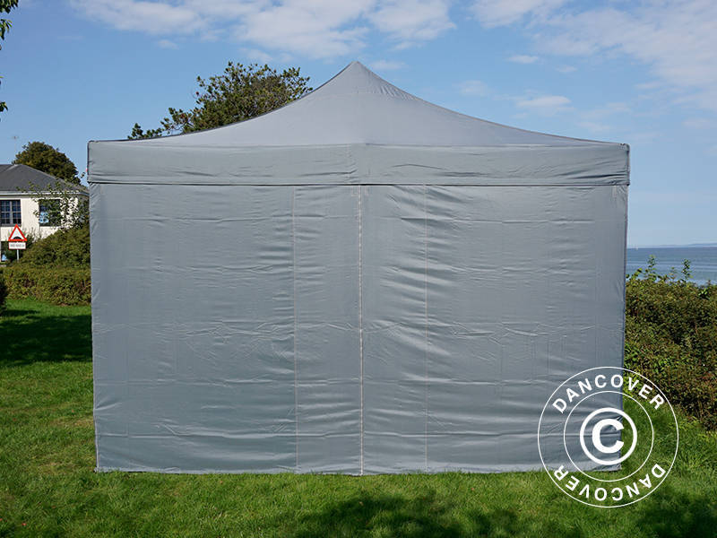 Faltzelt FleXtents PRO 4x8m Grau, mit 6 Seitenwänden