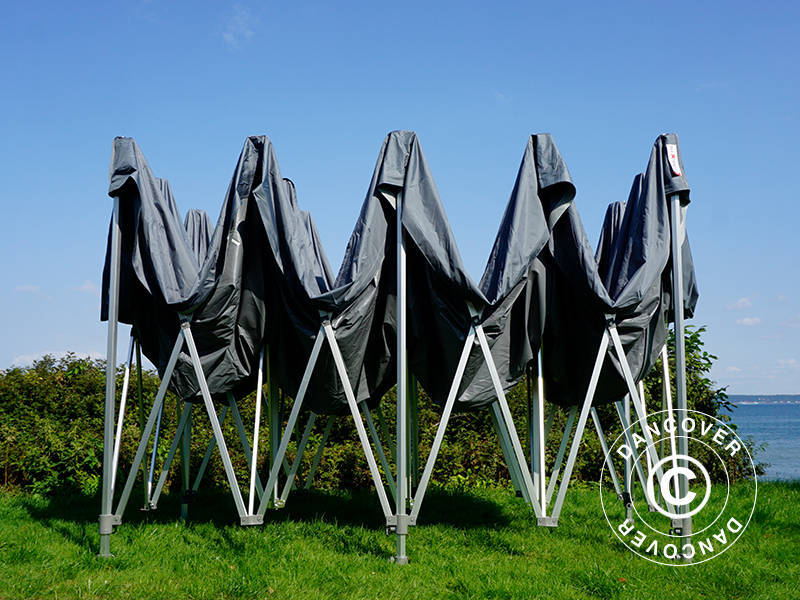 Faltzelt FleXtents PRO 4x8m Grau, mit 6 Seitenwänden