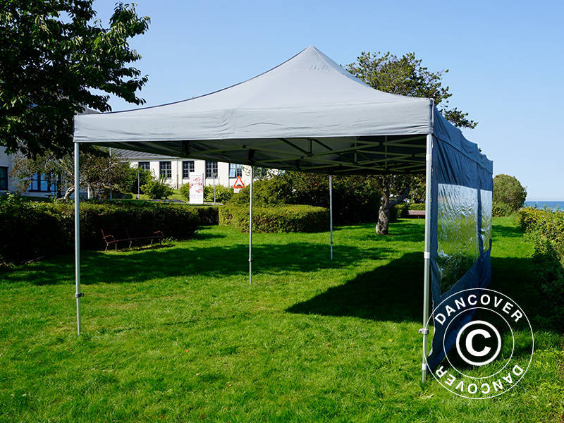 Faltzelt FleXtents Xtreme 50 4x8m Grau, mit 6 Seitenwänden