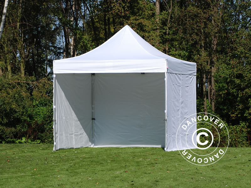 Gazebo pieghevole FleXtents PRO 3x3m Bianco, Ignifugo, inclusi 4 fianchi