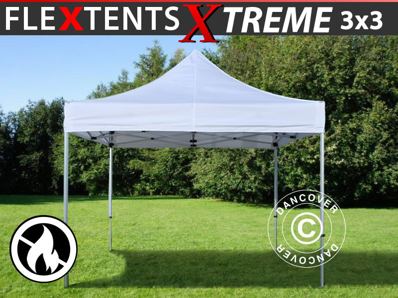 Faltzelt FleXtents Xtreme 50 3x3m Weiß, Flammenhemmend