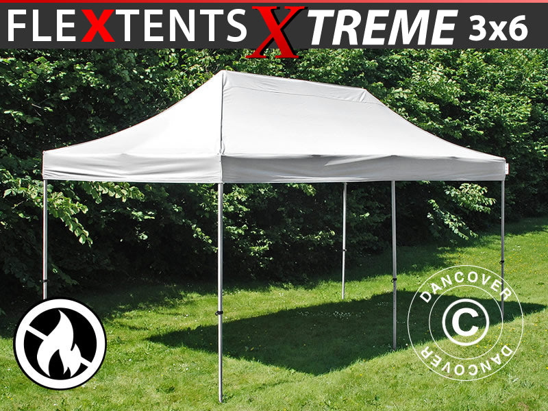 Faltzelt FleXtents Xtreme 50 3x6m Weiß, Flammenhemmend