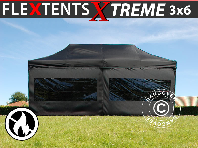 Flext. Xtr 3x6m Black Top Frame & sidewalls B1 GL