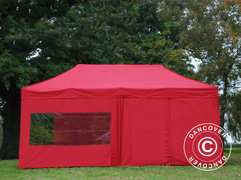 Faltzelt FleXtents Xtreme 60 3x6m Rot, mit 6 Seitenwänden