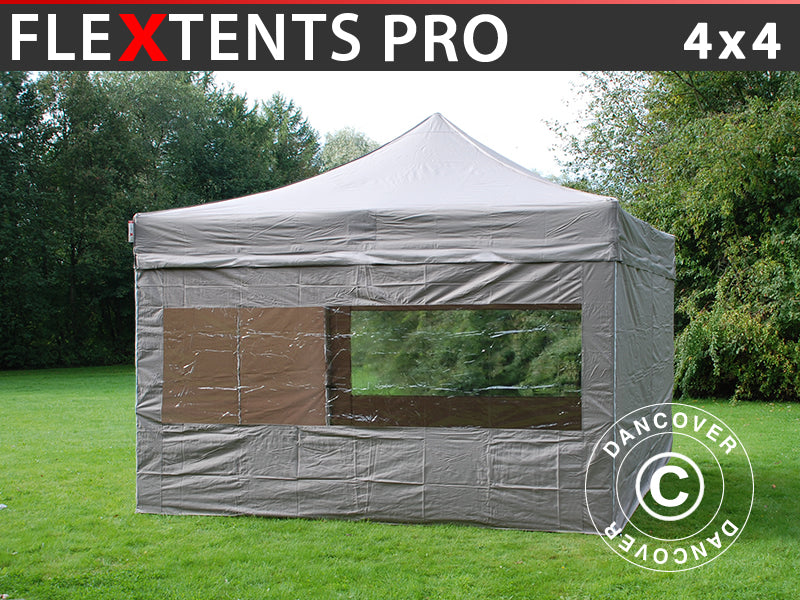 Tente pliante FleXtents PRO 4x4m Latte, avec 4 cotés