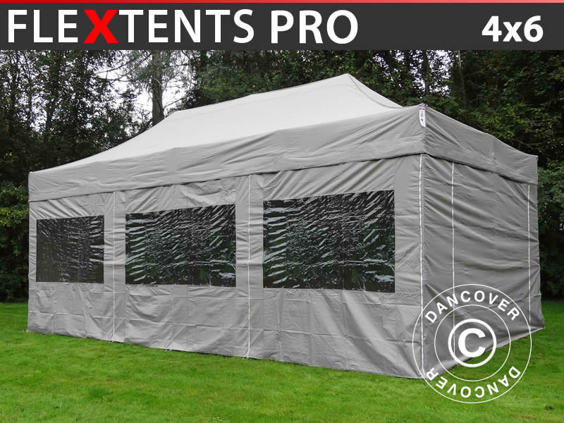 Tente Pliante FleXtents PRO 4x6m Latte, avec 8 cotés