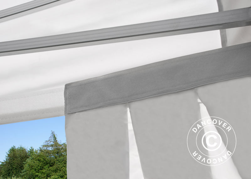 Gazebo pieghevole FleXtents PRO 4x6m Bianco, incl. 8 fianchi & tendaggi decorativi