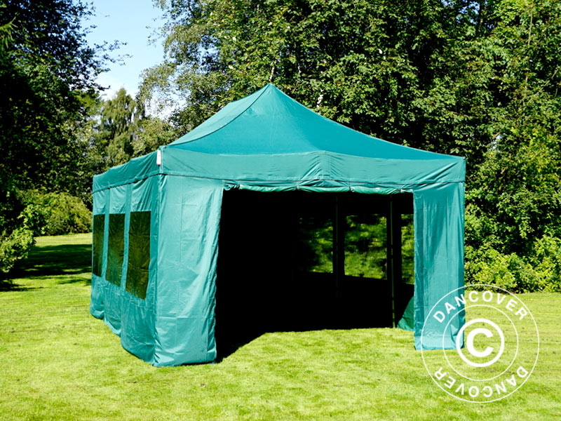 Faltzelt FleXtents Xtreme 50 4x6m Grün, mit 8 Seitenwänden