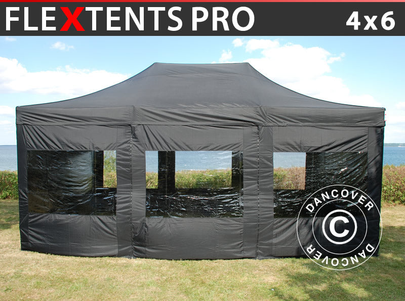 Flext. Pro 4x6 m Pano Black Top & sidewalls GL