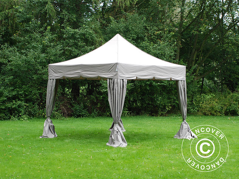 Gazebo pieghevole FleXtents PRO "Peaked" 4x4m Latte, incl. 4 tendaggi decorativi