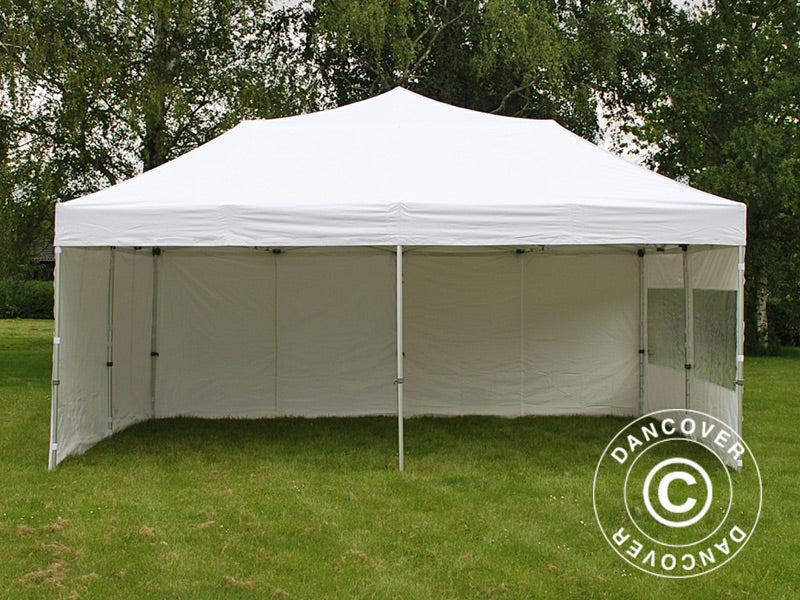 Faltzelt FleXtents Xtreme 50 6x6m Weiß, mit 8 Seitenwänden