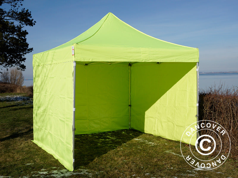 Gazebo pieghevole FleXtents Xtreme 50 3x3m Giallo Fluo/verde, inclusi 4 fianchi