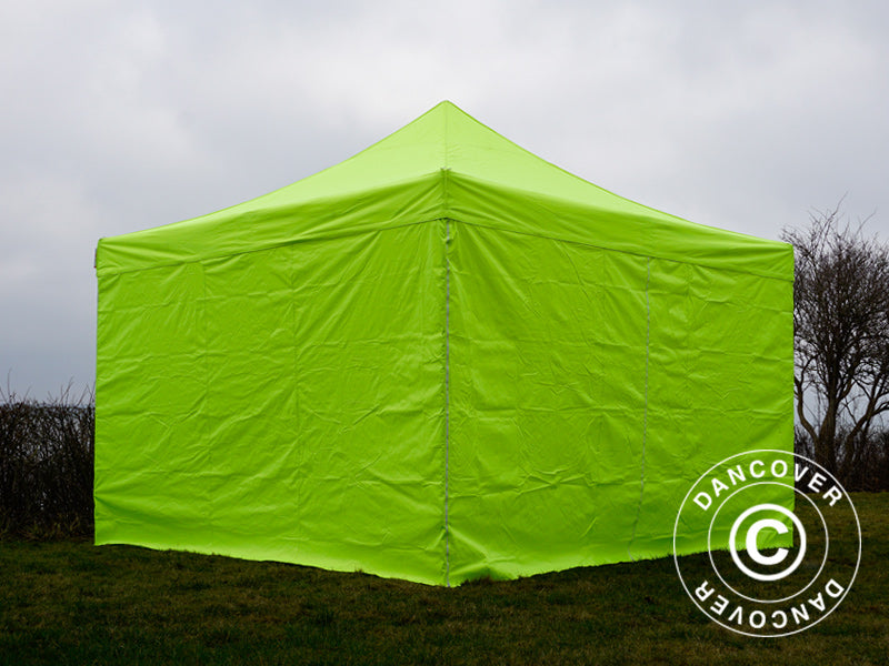 Gazebo pieghevole FleXtents PRO 4x4m Giallo Fluo/verde, inclusi 4 fianchi