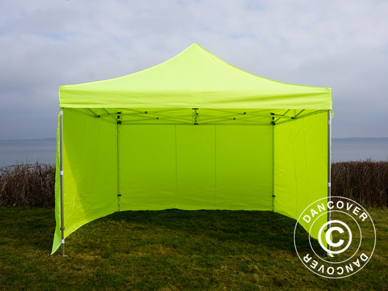 Gazebo pieghevole FleXtents PRO 4x4m Giallo Fluo/verde, inclusi 4 fianchi