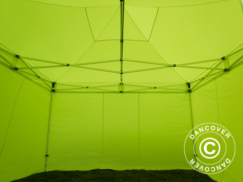 Gazebo pieghevole FleXtents PRO 4x4m Giallo Fluo/verde, inclusi 4 fianchi