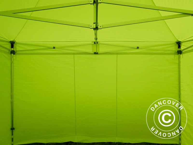 Gazebo pieghevole FleXtents PRO 4x4m Giallo Fluo/verde, inclusi 4 fianchi