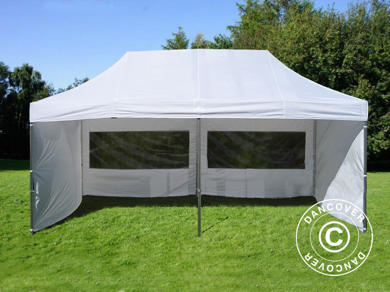 Faltzelt FleXtents PRO 3,5x7m Weiß, mit 6 Seitenwänden