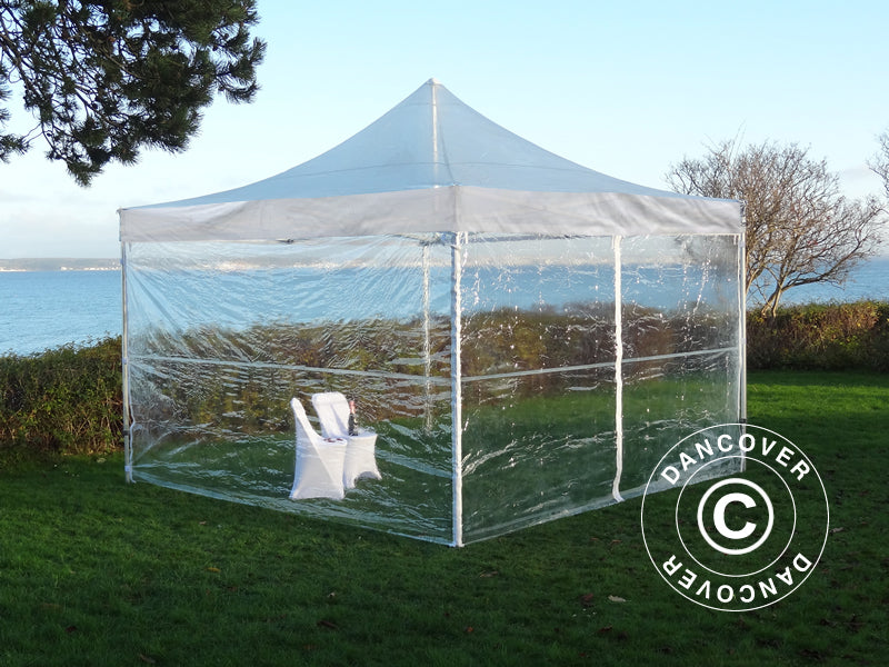 Tente pliante FleXtents 50 Xtreme 3x3m Transparent, avec 4 cotés