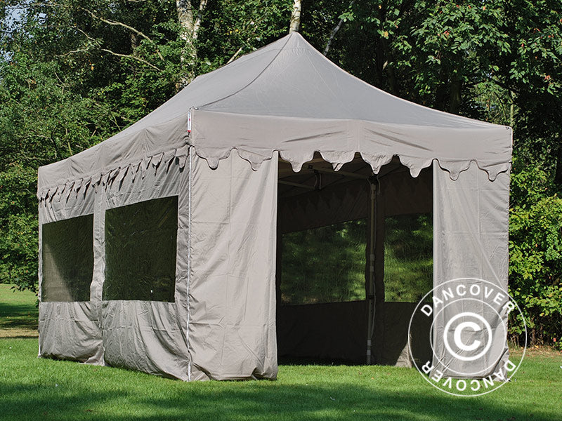 Faltzelt FleXtents PRO "Morocco" 3x6m Latte, mit 6 Seitenwänden