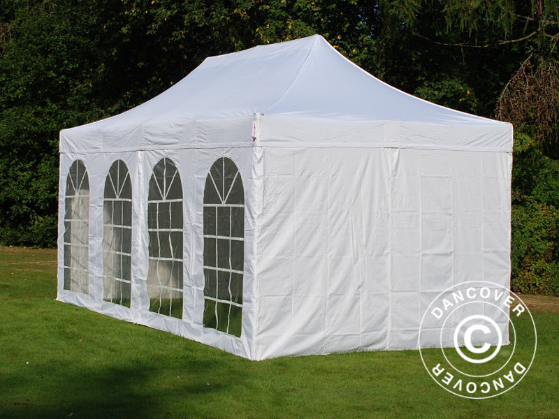 Faltzelt FleXtents Xtreme 50 Vintage Style 3x6m Weiß, mit 6 Seitenwänden