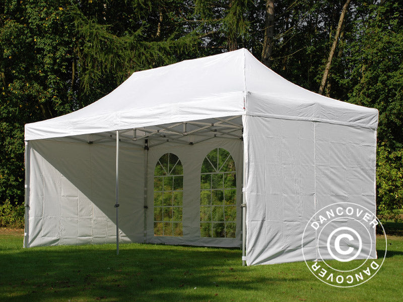 Faltzelt FleXtents Xtreme 50 Vintage Style 3x6m Weiß, mit 6 Seitenwänden