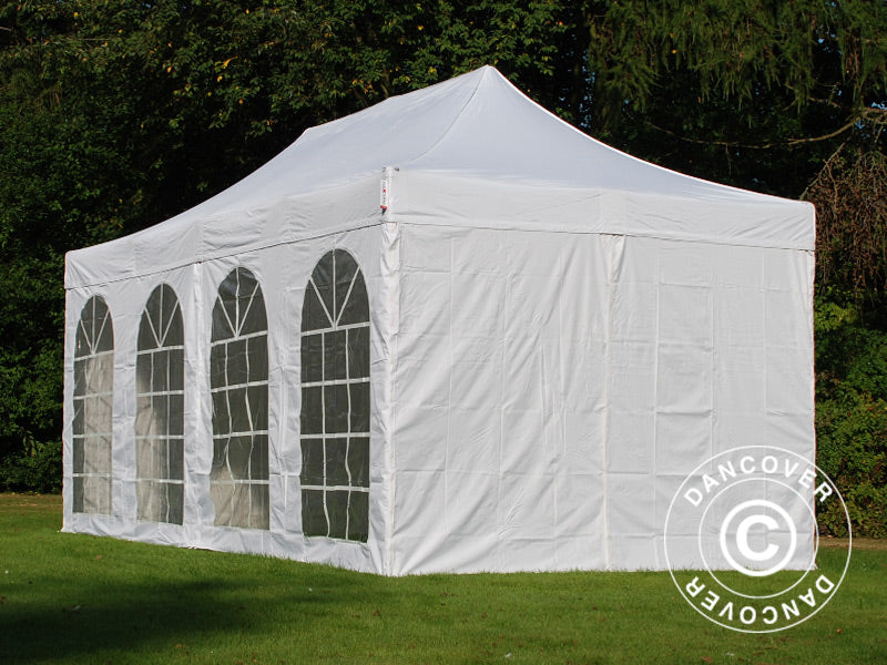 Faltzelt FleXtents Xtreme 50 Vintage Style 3x6m Weiß, mit 6 Seitenwänden