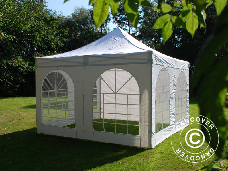 Gazebo pieghevole FleXtents PRO Vintage Style 4x4m Bianco, inclusi 4 fianchi