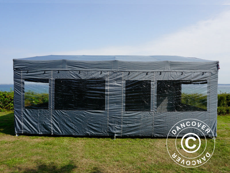 Tente pliante FleXtents PRO Trapezo 3x6m Gris, avec 4 cotés