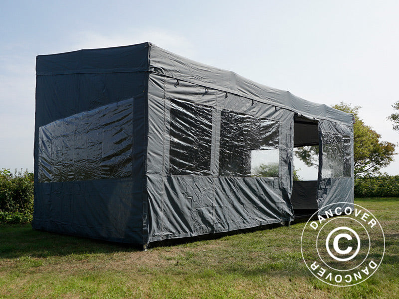 Tente pliante FleXtents PRO Trapezo 3x6m Gris, avec 4 cotés