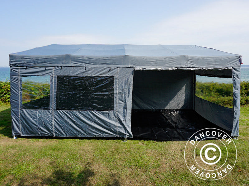 Tente pliante FleXtents PRO Trapezo 3x6m Gris, avec 4 cotés