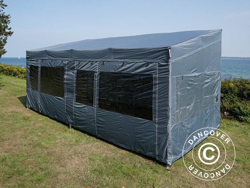 Tente pliante FleXtents PRO Trapezo 3x6m Gris, avec 4 cotés