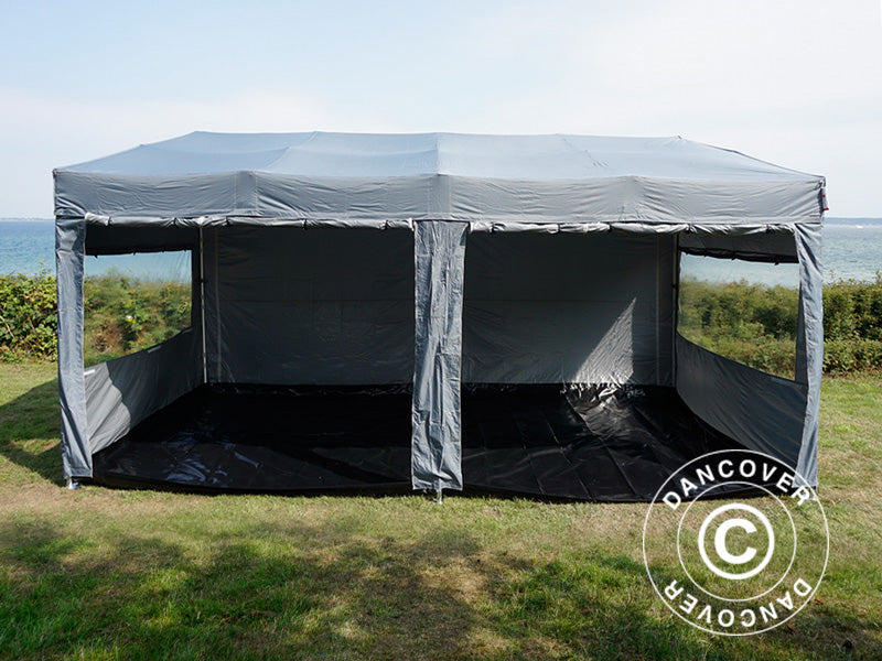 Tente pliante FleXtents PRO Trapezo 3x6m Gris, avec 4 cotés