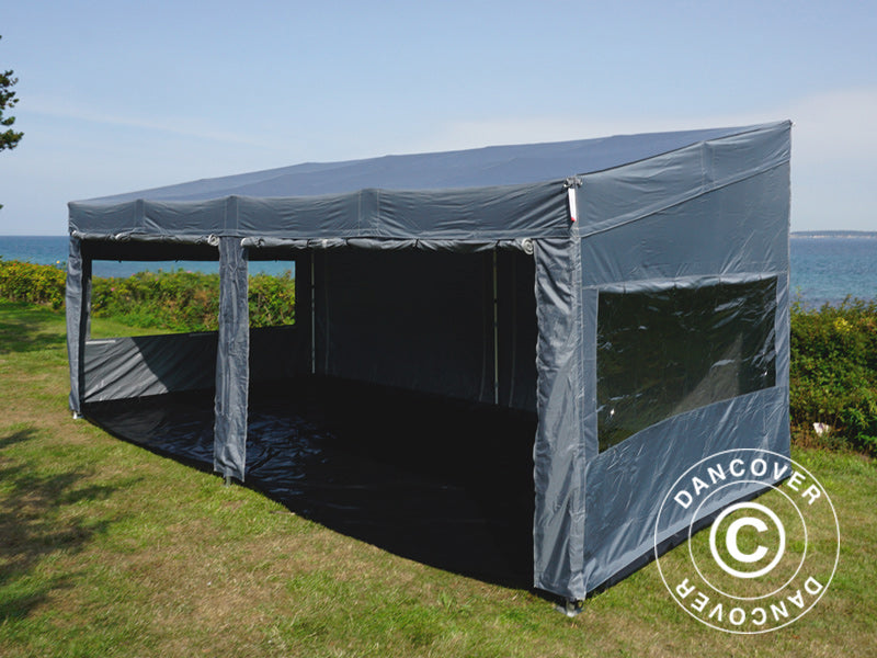 Tente pliante FleXtents PRO Trapezo 3x6m Gris, avec 4 cotés