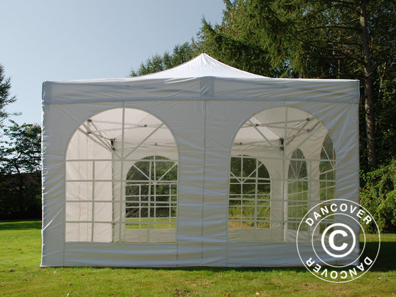 Gazebo pieghevole FleXtents Xtreme 50 Vintage Style 4x4m Bianco, inclusi 4 fianchi