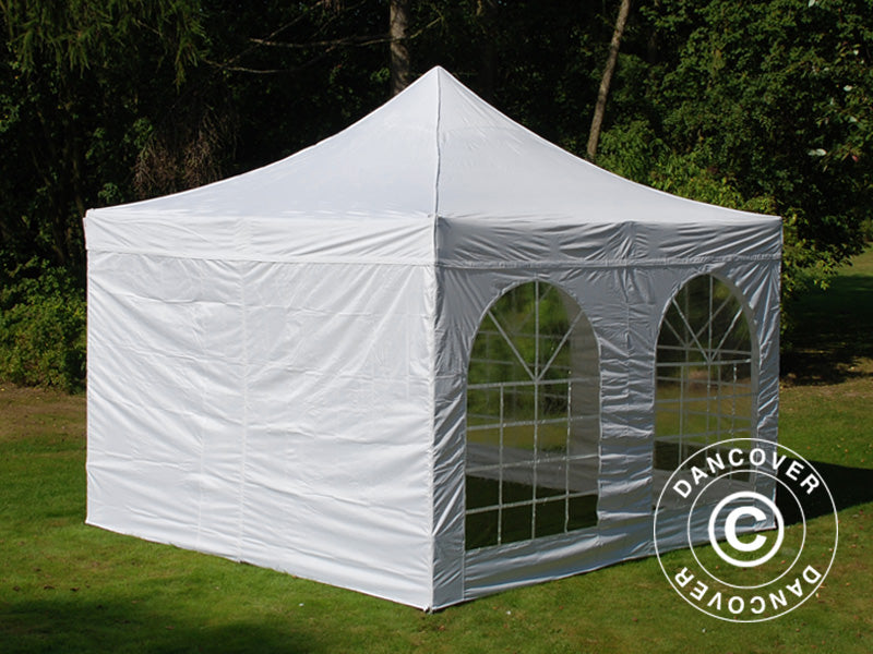 Gazebo pieghevole FleXtents Xtreme 50 Vintage Style 4x4m Bianco, inclusi 4 fianchi
